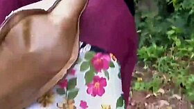 latina milf flashes big clit on nature walk 😊