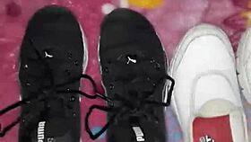 narrative of cumshot on tennis shoes in fetish scene