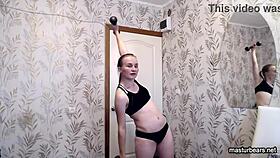 Masturbating after my workout in lingerie, contrasting athletic routine with intimate pleasure