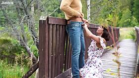 Bride Offers Blowjob In Forest For Big Cock Cum On Tits