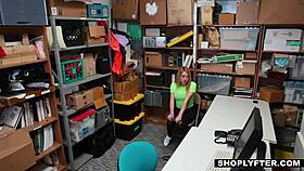 horny thick blonde teen 18+ alexa raye seduces security officer with blowjob.