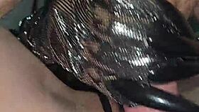 Glove-wearing milf milks cock with her mouth while wearing a thong 😏