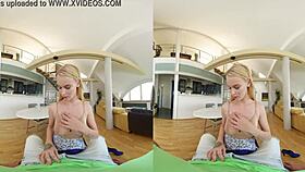 mesmerizing blonde girlfriend rides cock in vr