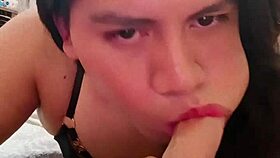 Do You Like Watching Me Suck My Big Dildo In Crossdressing Solo Play?