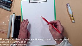 Watch this quick sketch of a hot sexy girl in latex getting drawn