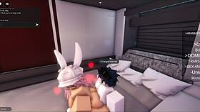 In Roblox, I break her virtual pussy with intense gameplay