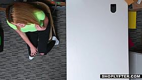 horny thick blonde teen 18+ alexa raye seduces security officer with blowjob.