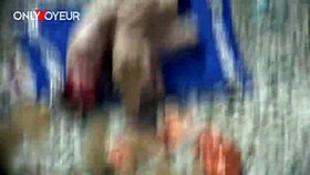 At the beach, voyeur watches juicy ass white girl fucked from behind and creampied