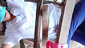 company nurse playing with construction labor on site