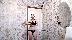 Masturbating after my workout in lingerie, contrasting athletic routine with intimate pleasure