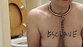 Oh, what a humiliated slut! She licks the toilet in bondage humiliation.