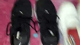 narrative of cumshot on tennis shoes in fetish scene