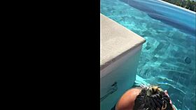 Public blowjob at infinity pool in Costa Rica with interracial couple