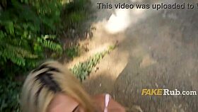 Prague princess flashes for cash before outdoor blowjob and wild fucking