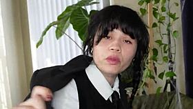 i'm wednesday addams taking huge dick deep in missionary.