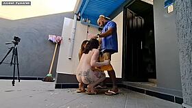 Two young sluts give ass to big cock without complaining.