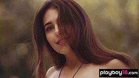 Petite teen Katrine Pirs strips naked in pool 😍