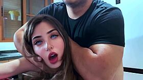 I'm banging hard in the kitchen with stepdad while mom’s clueless!