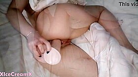 girl plays with dildo and squirts from fingering 😩