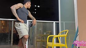 my neighbor wants a slutty anal scene on the balcony with me