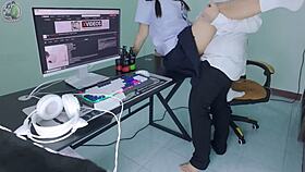 Thai student screams during anal fuck?