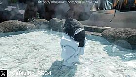 Having passionate wet activities with my personal companion.