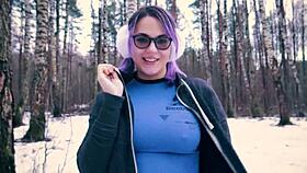 i give a public blowjob in snow park, cute with glasses, ends in facial 😍