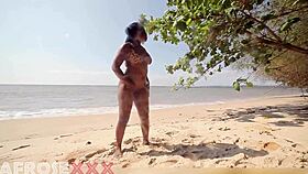 oh man, horny caribbean naked girl at the beach getting her ass groped by a stranger after shower 😏