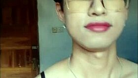 This amateur shemale in black bra and stockings is cumming on a handkerchief.