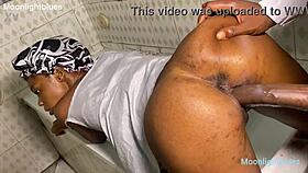 horny housewife bent over moaning while fucking big black cock plumber in bathroom