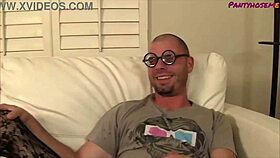 brunette milf cytheira bends over for doggystyle fucking by young man in fishnets