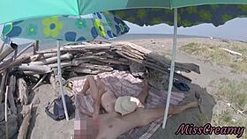 On Tenerife Nudist Beach, Stepdaughter Shamelessly Jerks Stepfather's Cock