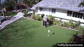 is cheating latina gabby quinteros caught fucking the lawn guy outdoors with her big tits exposed?