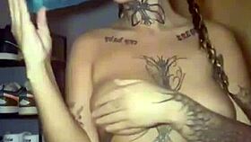 big titty goth fingers her clit hard until she cums