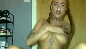 big titty goth fingers her clit hard until she cums