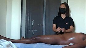 Spa girl provides handjob service to client