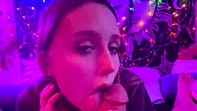 Fat blonde petite sucks big cock romantically