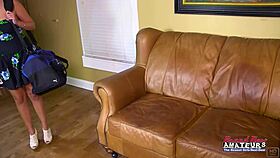 busty blonde stella masturbates with a big dildo in pov