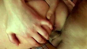 Russian brunette teen rides passionately in fishnets with mother-in-law