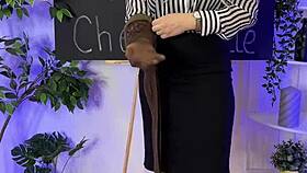 nylon club features mature teacher in pantyhose domination