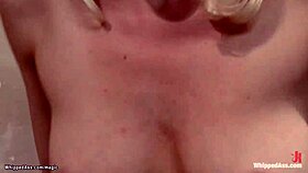 A prostitute bound in bondage gets choked and anally fucked