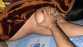 Sharing a bed with my stepmom turned into a horny midnight adventure with her dripping pussy close up.