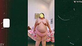 mature cougar does a topless dance on cam