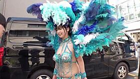 big tits samba girl says 'i'll service two cocks with paizuri and blowjob'