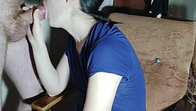 Pretty asian milf bends over and works her pussy and mouth to get cum on her lips in casual encounter