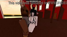 Cow girl gets fucked by bull in this ride.