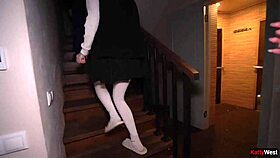 College Sex Party: Three Busty Brunettes Fuck Rough Doggystyle Outdoors, Cum in Mouth