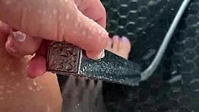 Hot Aesthetic Stepsis Masturbates In Sunny Shower!