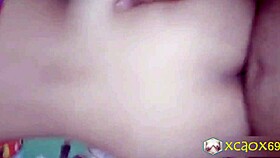 fucking my wife doggystyle, she bends over as i cum on the condom.