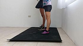 I Do My Aerobics Routines With My Sexy And Busty Friend She Is A Real Slut Who Likes To Show Off Her Vagina While Doing Physical Activity